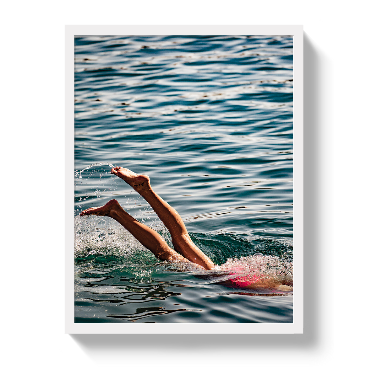 Joy Of Life blue-green water photograph in a white frame with full-bleed presentation