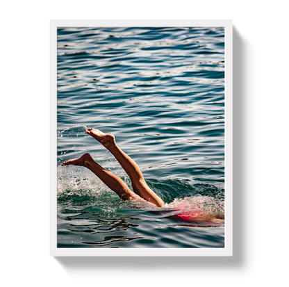 Joy Of Life blue-green water photograph in a white frame with full-bleed presentation