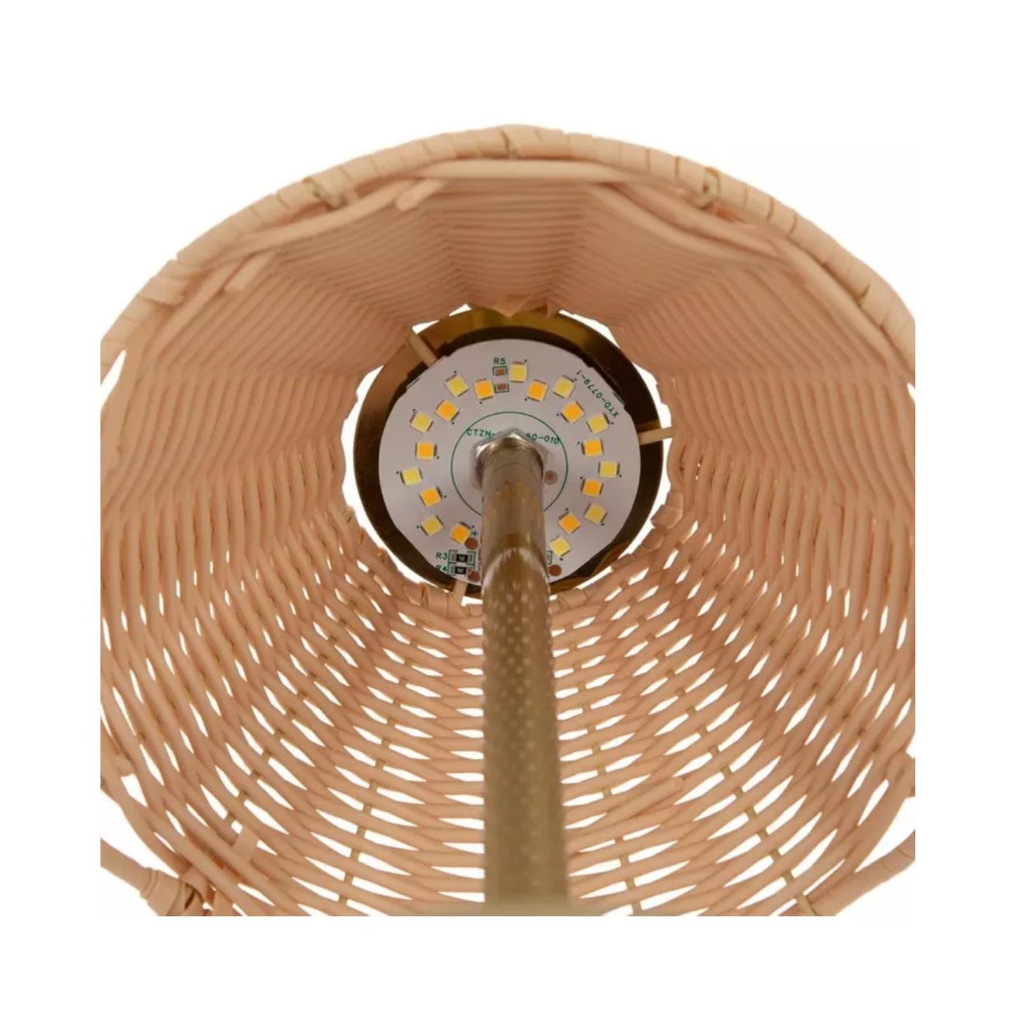 Scalloped Rattan LED Table Lamp - Coastal Woven Accent Lighting, Beach House Decor