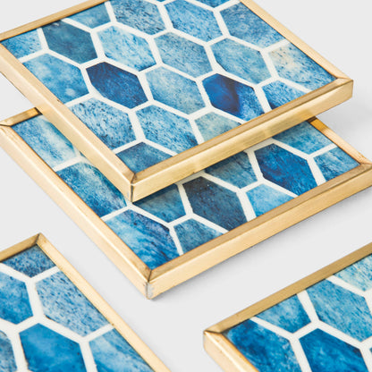 Gramercy Bone Inlay Tray & Coasters Gift Box Set