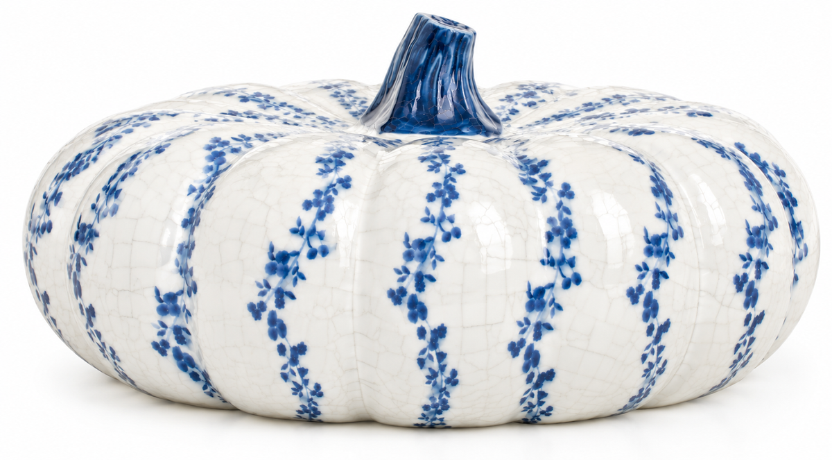 Extra large crackle porcelain decorative pumpkin 13 inch