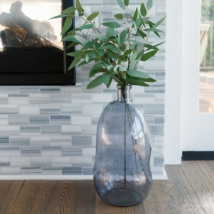 Smoke Gray Hammered Glass Vase