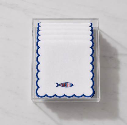 Sardines Cocktail Napkins (Set of 6) with Acrylic Gift Box