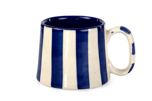 Ceramic Stripe  Coffee Cup - Dark Blue  220ml