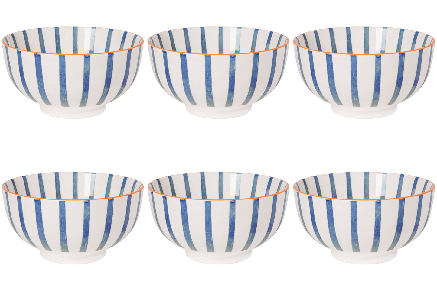 Citrus Burst Stamped Porcelain Bowls Set of 6