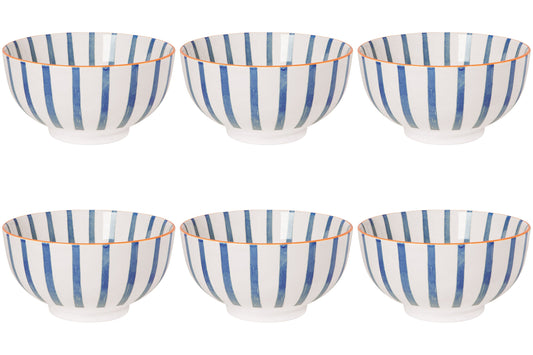 Citrus Burst Stamped Porcelain Bowls Set of 6
