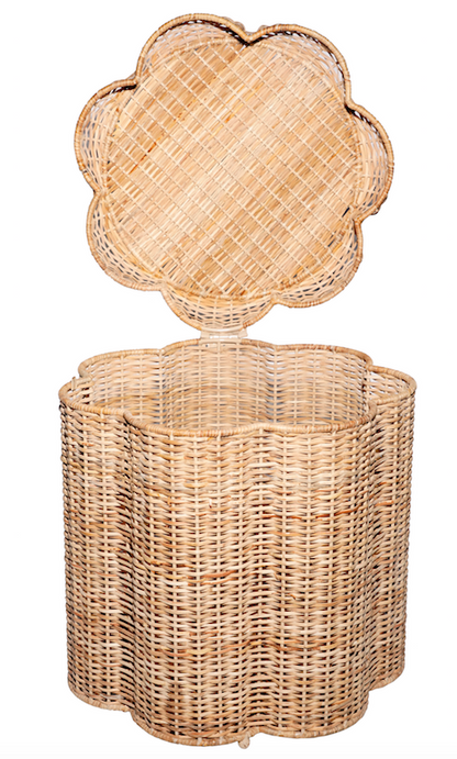 Scalloped Wicker Storage Ottoman