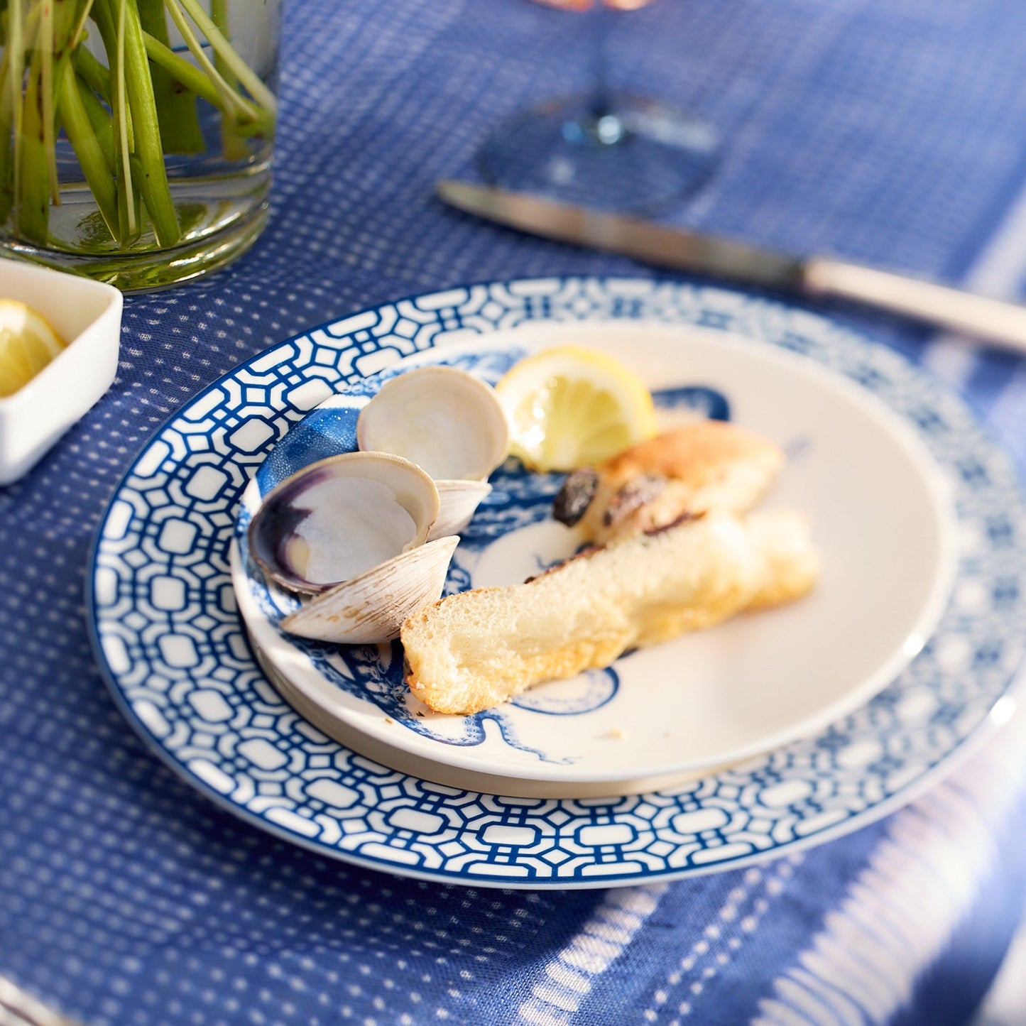 Newport Garden Gate Rimmed Salad Plate | Coastal Garden Dinnerware | Surfside Chic Decor