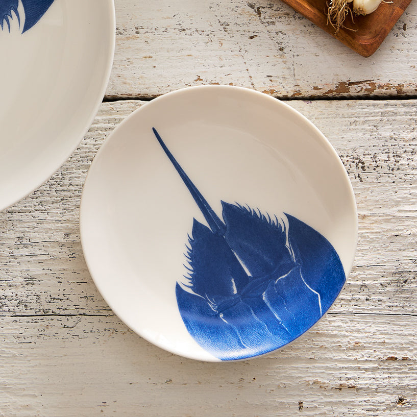 Horseshoe Crab Coupe Salad Plate - Coastal Premium Porcelain Salad Plate, Beach House Entertaining & Tableware