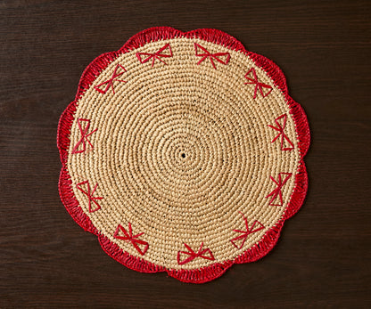 Handwoven Bow Raffia Palm Placemat
