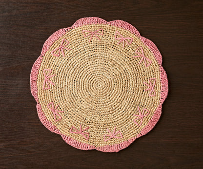 Handwoven Bow Raffia Palm Placemat
