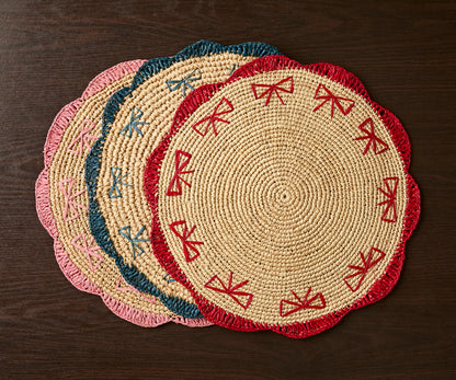 Handwoven Bow Raffia Palm Placemat
