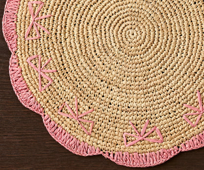 Handwoven Bow Raffia Palm Placemat