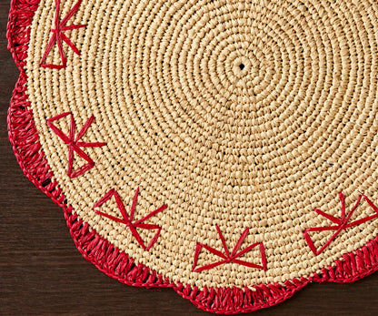 Handwoven Bow Raffia Palm Placemat
