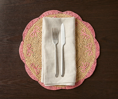 Handwoven Bow Raffia Palm Placemat