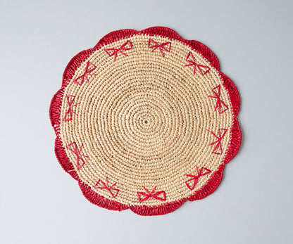 Handwoven Bow Raffia Palm Placemat