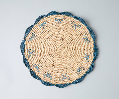 Handwoven Bow Raffia Palm Placemat