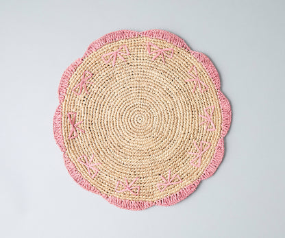 Handwoven Bow Raffia Palm Placemat
