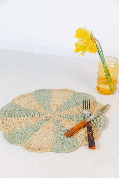 Pinwheel Blue Raffia Placemat