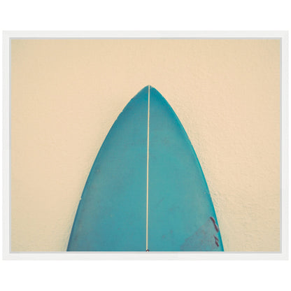 Sylvie Abstract Minimalist Coastal Teal Surfboard Framed Canvas – Art Print