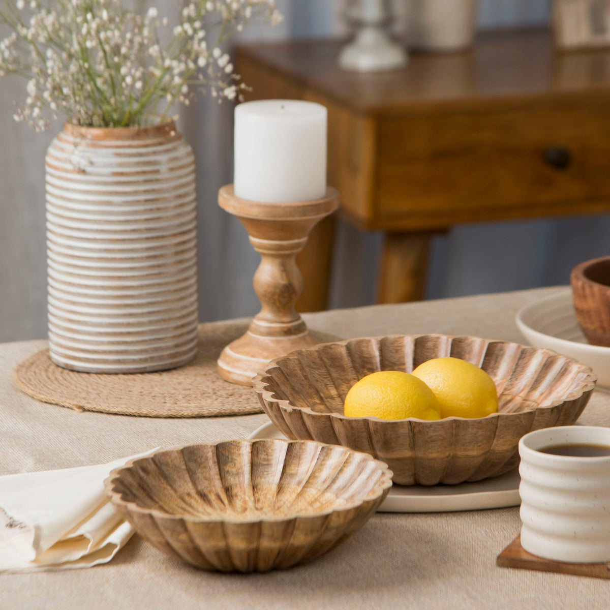 Scallop Serenity Natural Bowls, Set of 2