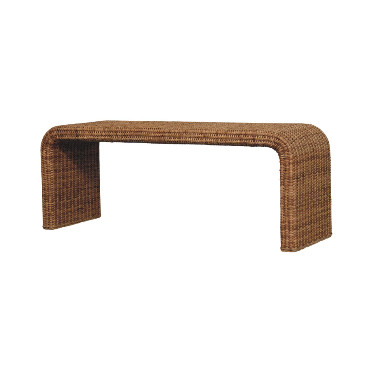 Rattan Weave Bench - Coastal Woven Accent Bench, Beach House Furniture