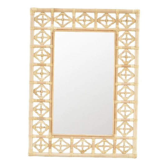 a bamboo mirror with a white background