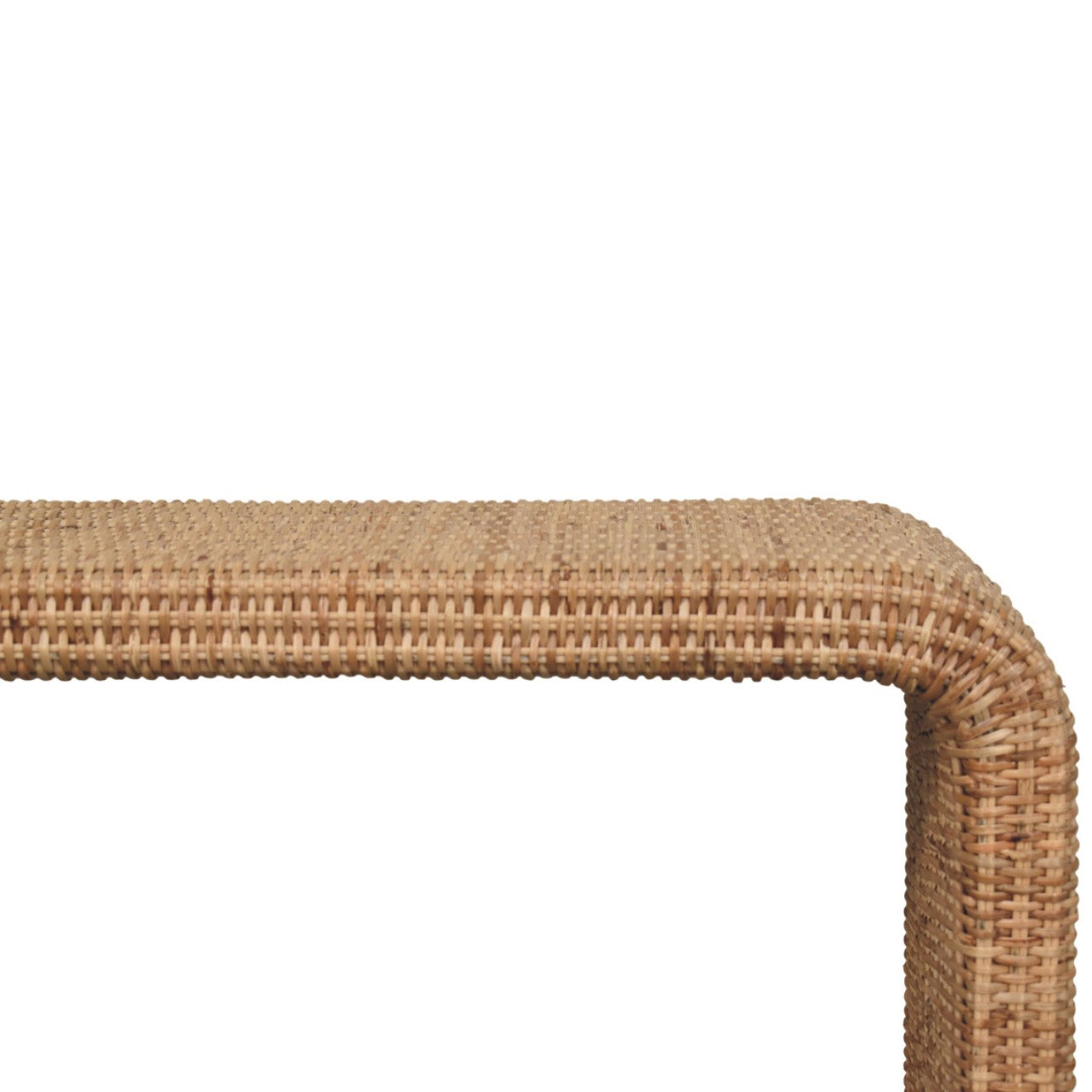 Rattan Weave Bench - Coastal Woven Accent Bench, Beach House Furniture
