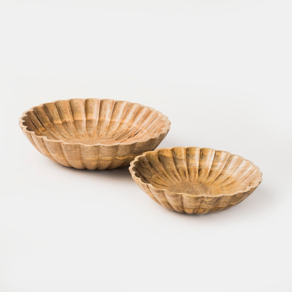 Scallop Serenity Natural Bowls, Set of 2