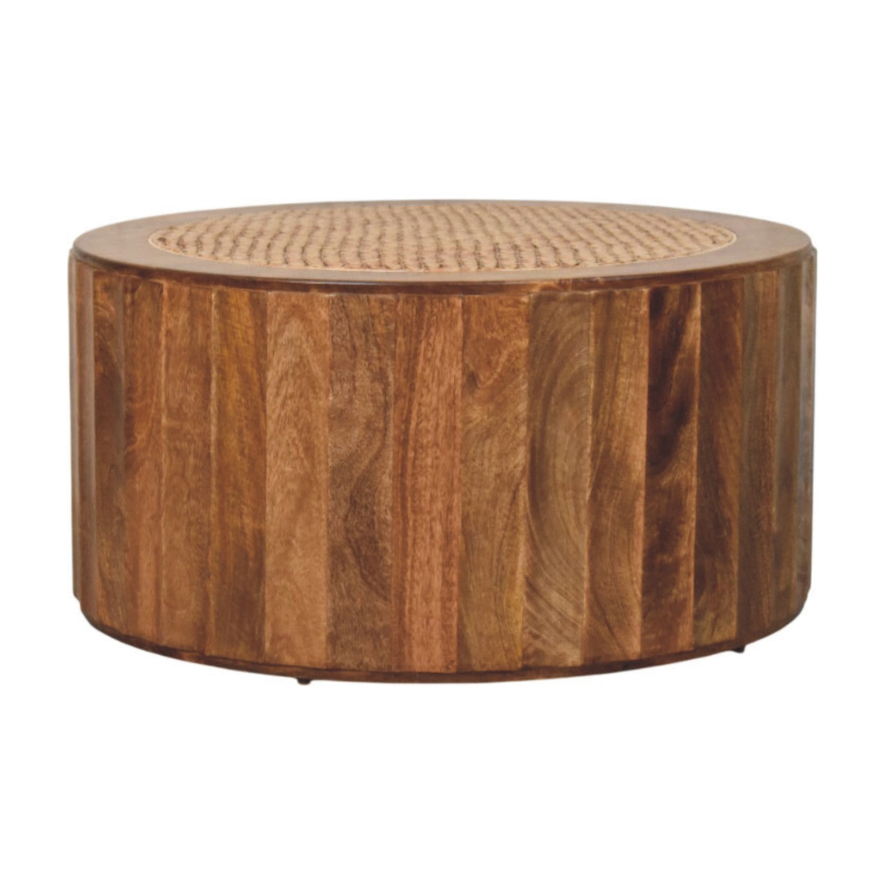 Artisan Furniture Solid Wood Rivera Rattan Coffee Table - Coastal Boho Living Room Furniture, Beach House Decor