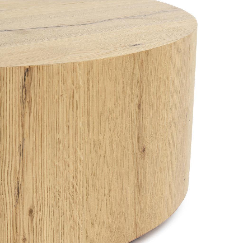 42" Natural Solid Wood Round Coffee Table - Surfside Chic Decor