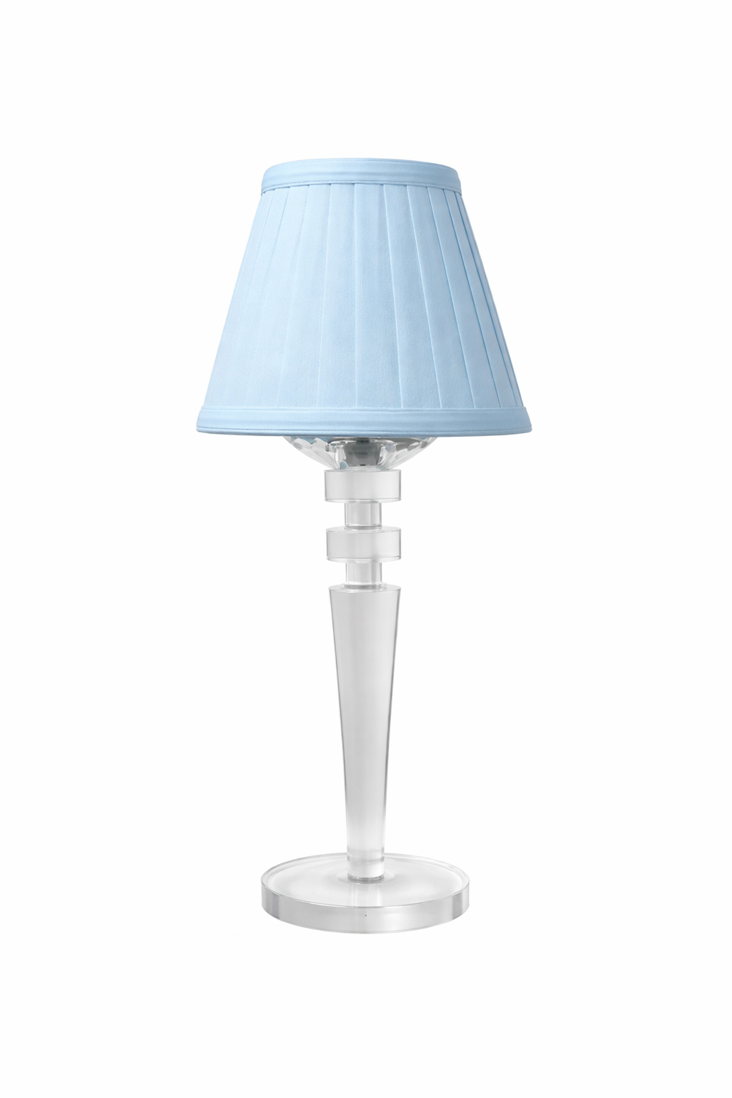 Tall Crystal Rechargeable Lamp with Blue Shade