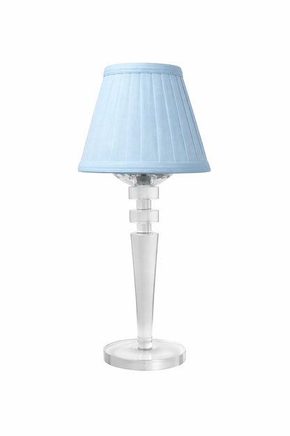 Tall Crystal Rechargeable Lamp with Blue Shade