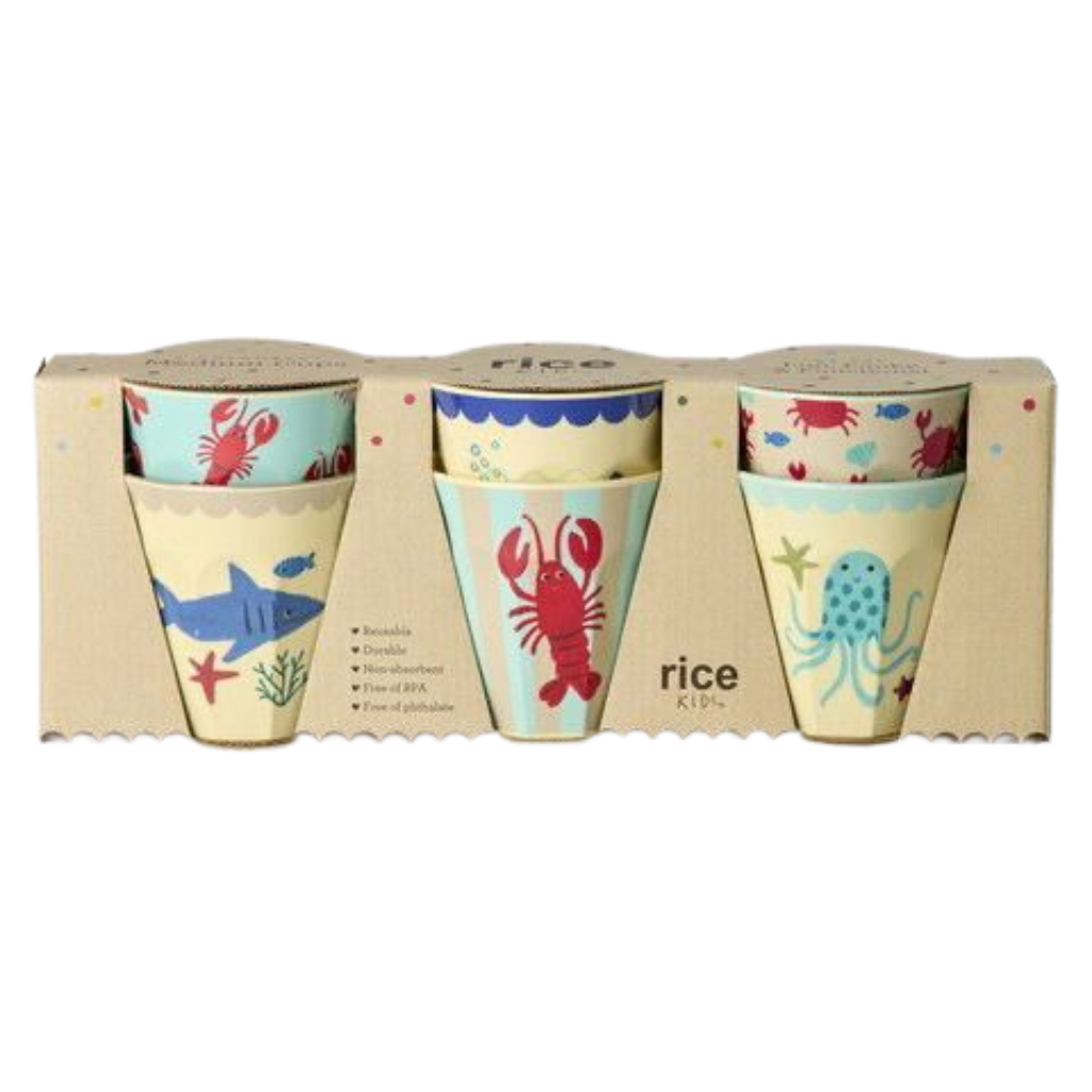 Blue Ocean Print Melamine Cups, Set of 6