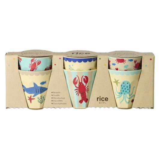 Blue Ocean Print Melamine Cups, Set of 6