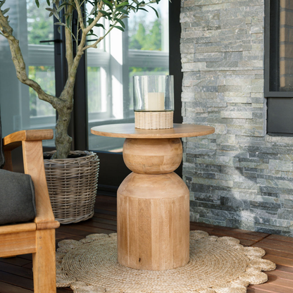 Clear Glass and Rattan Candleholder