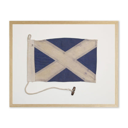 Navy and White Flag in Natural Wooden Frame
