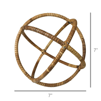Rattan wrapped decorative sphere 