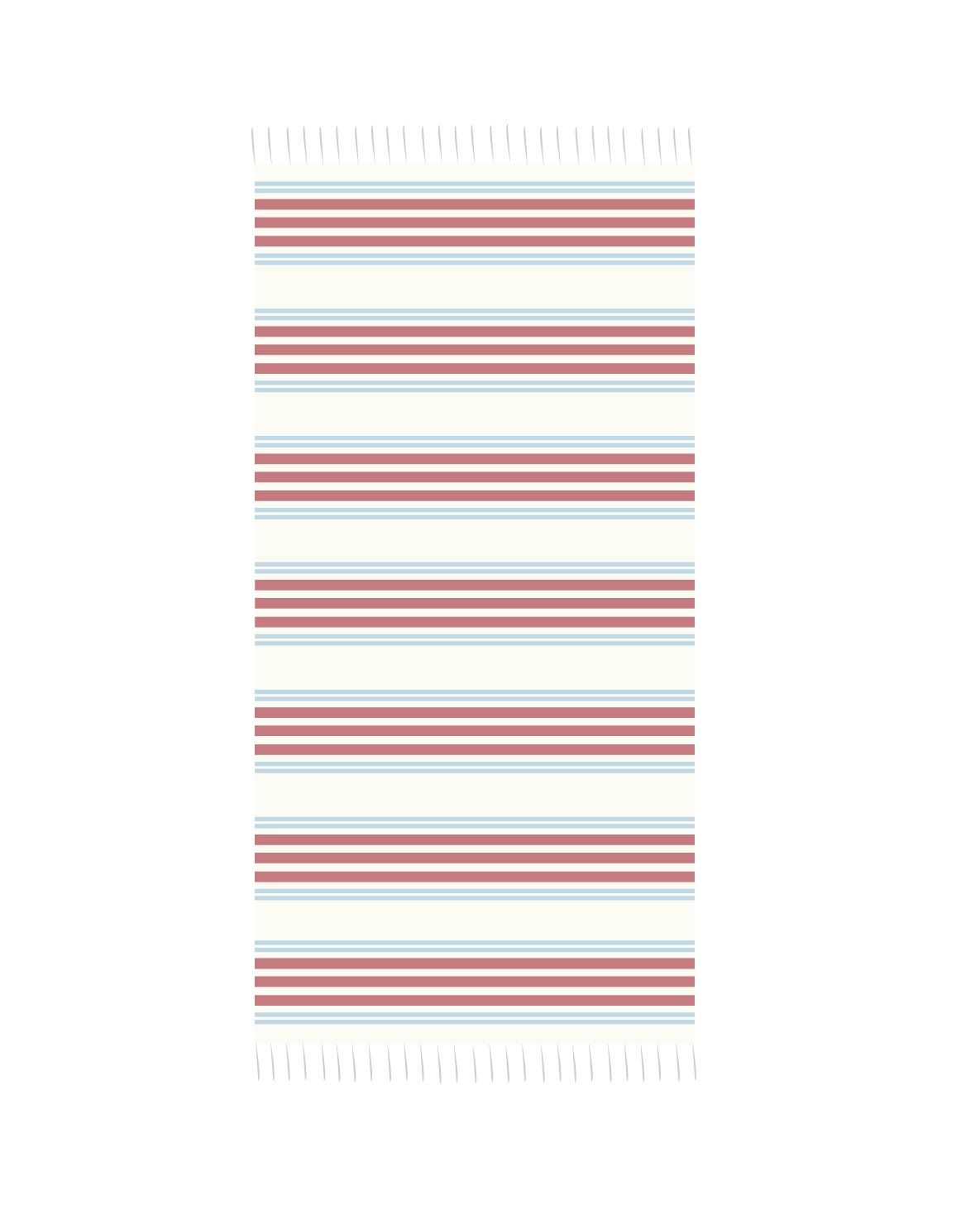 Coastal Handloom Towel - Red and Blue Striped, Beach House Bathroom Decor