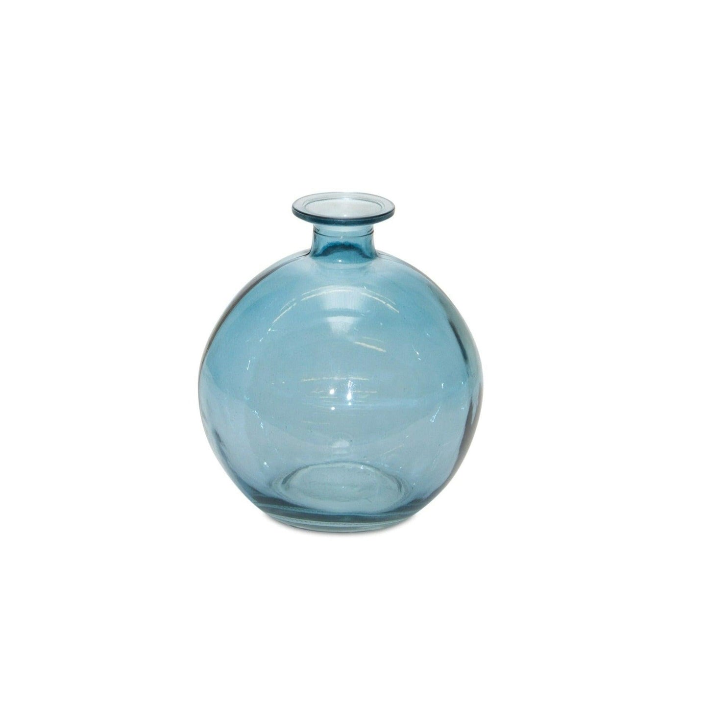 Blue Glass Table Vases Set of 2 - 6" Round Blue Mini Vases - Surfside Chic Decor