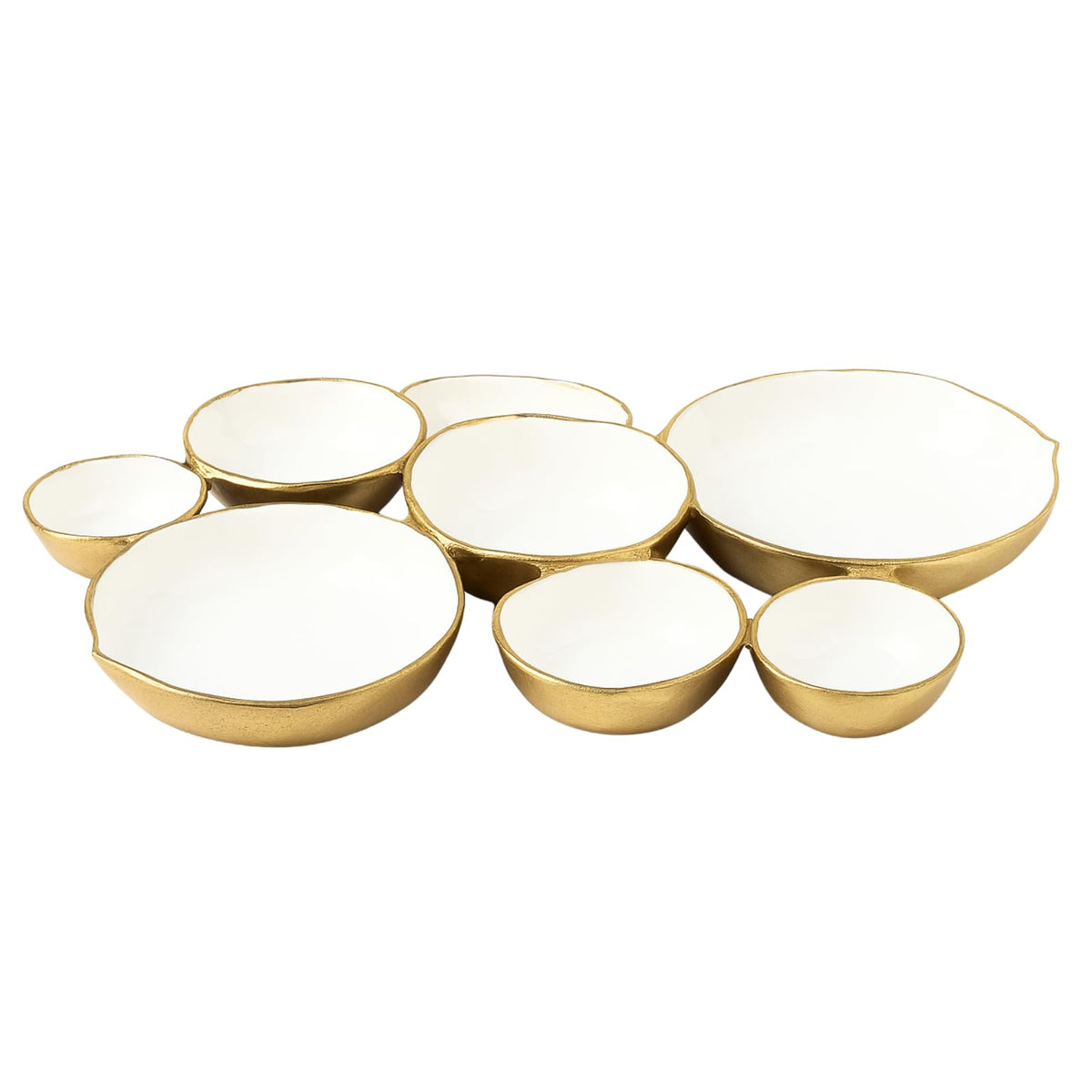 Gold and white 9-bowl cluster serving tray