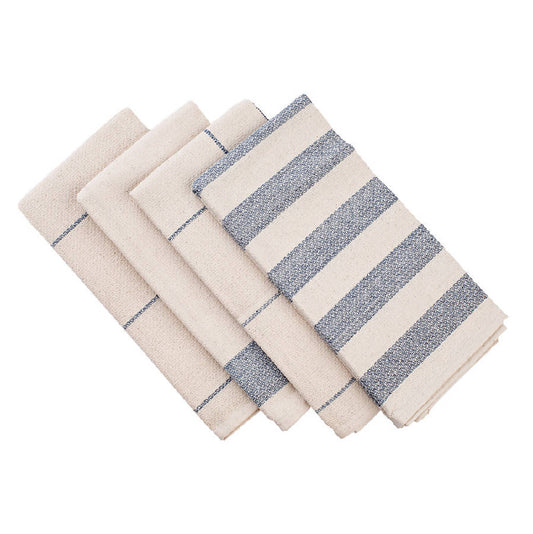 Minimal Kitchen Towel Pack of 4 - Coastal Farmhouse Cotton Dish Towels, Beach House Kitchen