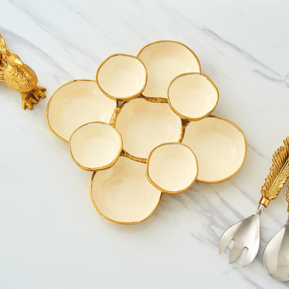 Gold cluster serving bowls for entertaining