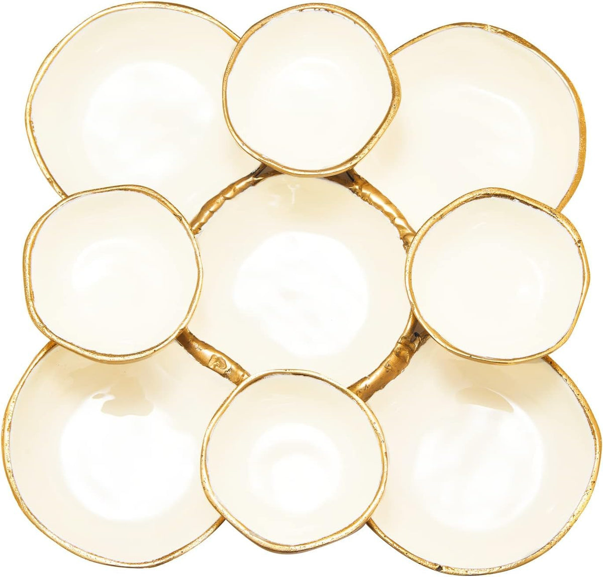 Gold cluster serving bowls for entertaining