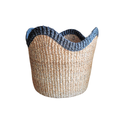 Abaca Scallop Basket - Blue