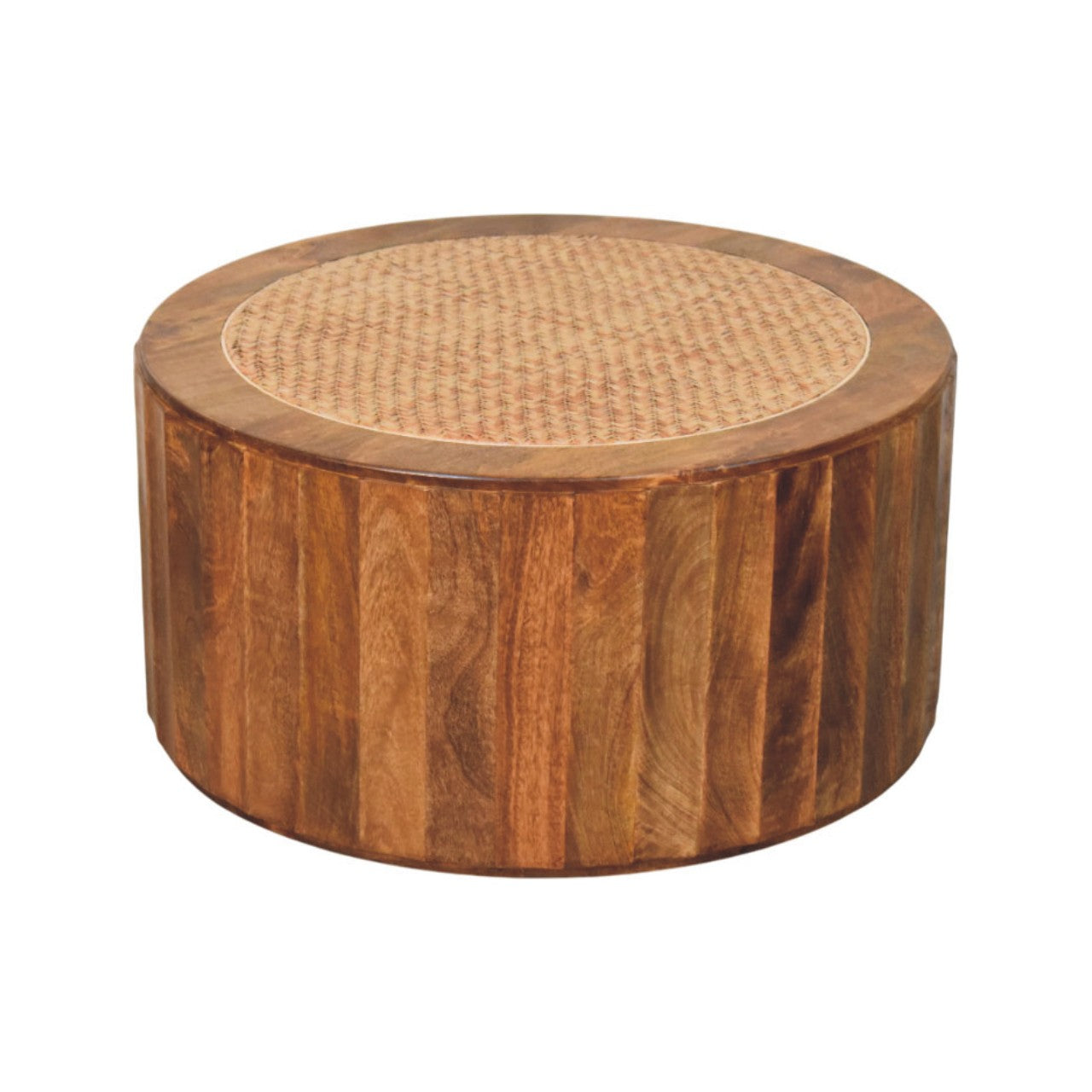 Artisan Furniture Solid Wood Rivera Rattan Coffee Table - Coastal Boho Living Room Furniture, Beach House Decor