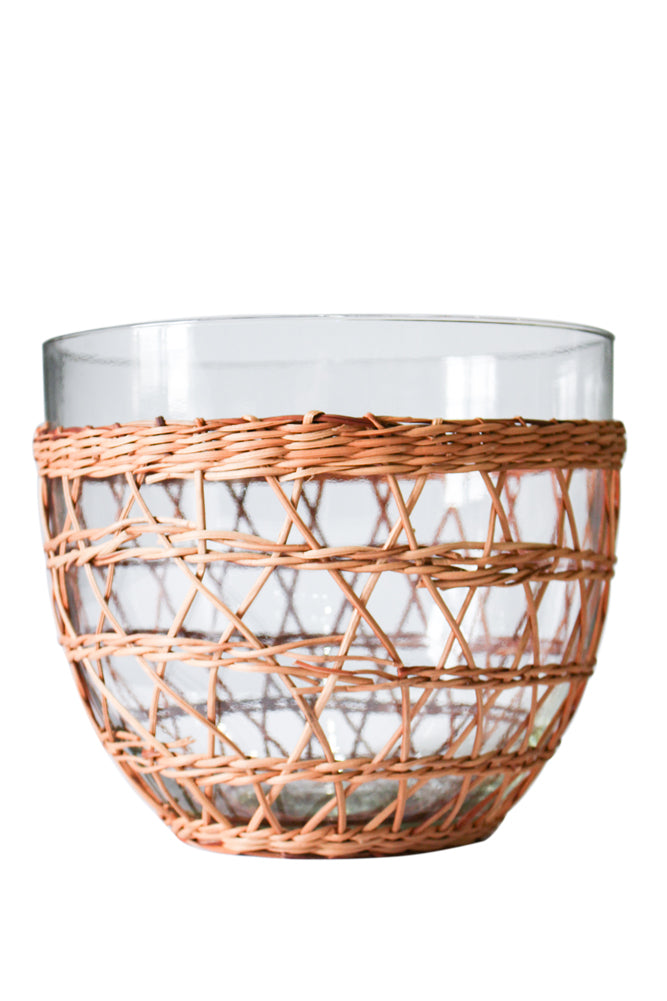 Rattan Cage Large Bowl - Coastal Handwoven Rattan Decorative Bowl, Beach House Decor & Entertaining