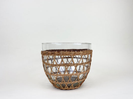 Rattan Cage Large Bowl - Coastal Handwoven Rattan Decorative Bowl, Beach House Decor & Entertaining