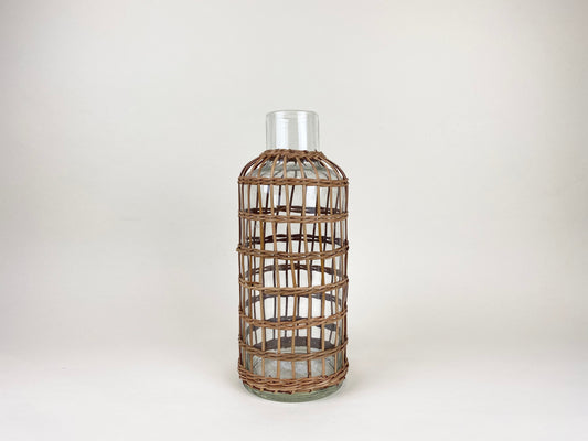 Seagrass Rattan Vase - Coastal Handwoven Seagrass & Rattan Accent Vase, Beach House Decor