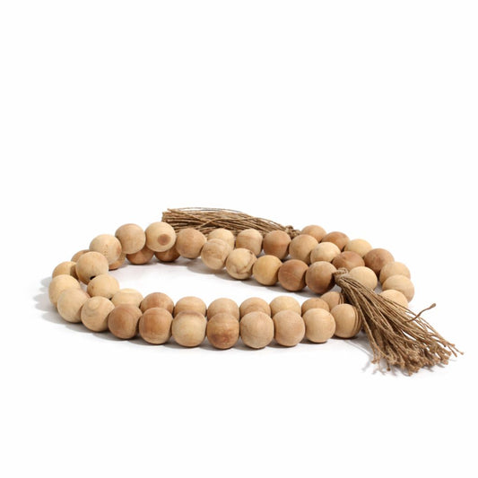Farmhouse Wooden Beads With Jute Tassels